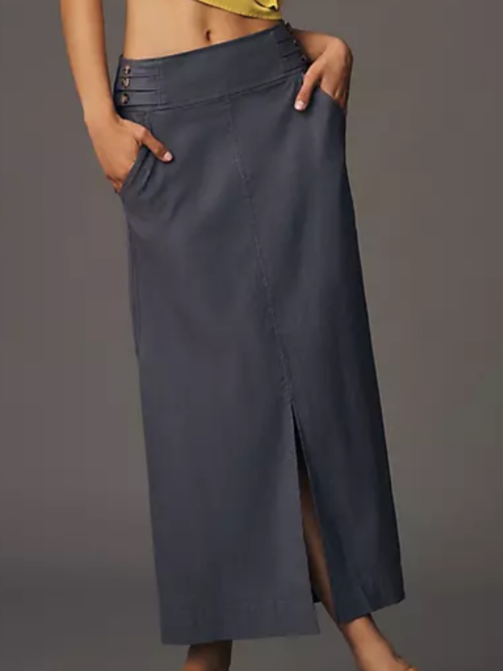 BY ANTHROPOLOGIE Slim Column Front Slit Maxi Skirt In Gray Size 6